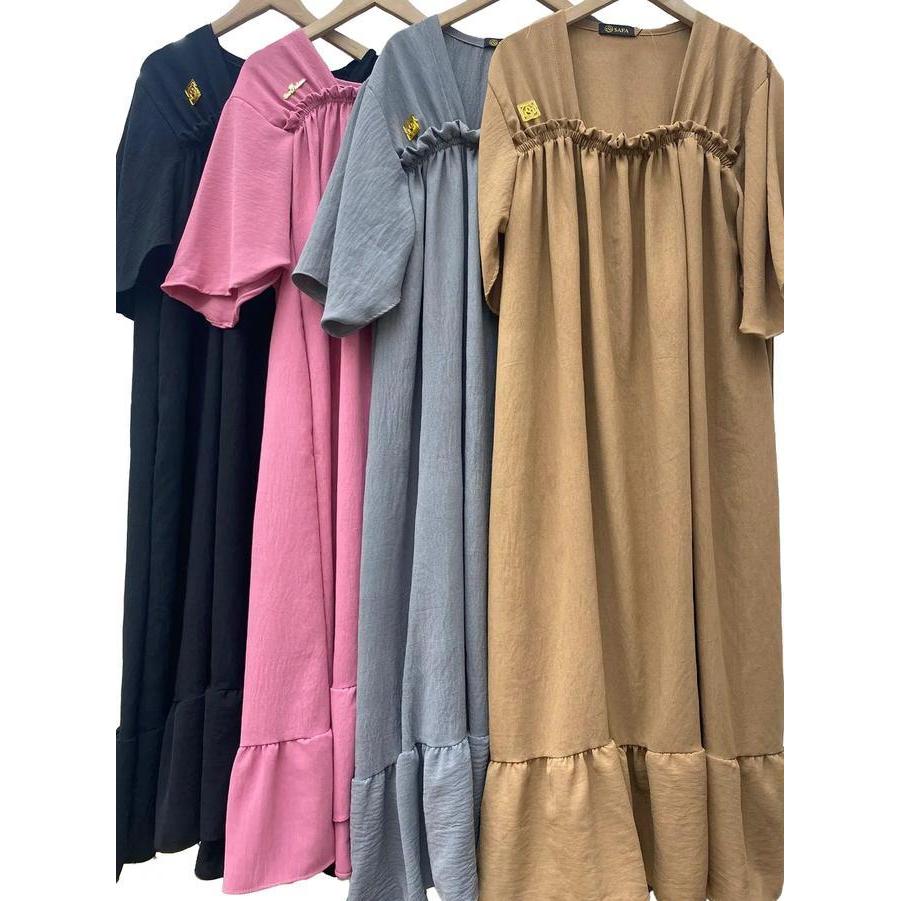 Daster Fuji Viral  Isi 3 Pcs  Baju Wanita Dewasa Polos Santai Hitam Panjang Bahan Airflow Crinkle Mu