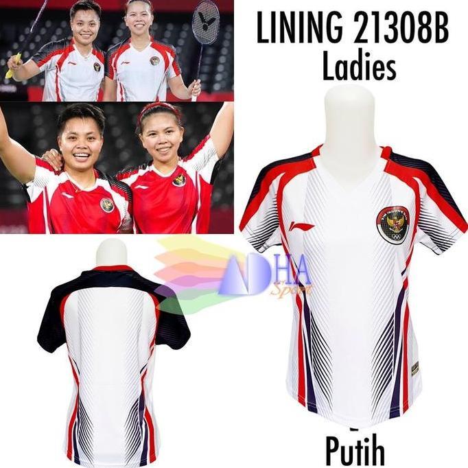 Kaos Badminton Lining 21308B Putih Ladies Olympic Tokyo 2020