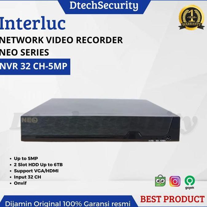 NEW NVR 32 CH ONVIF NVR NEO INTERLUC  UP TO 5MP BEST FOR IP CAMERA ONVIF