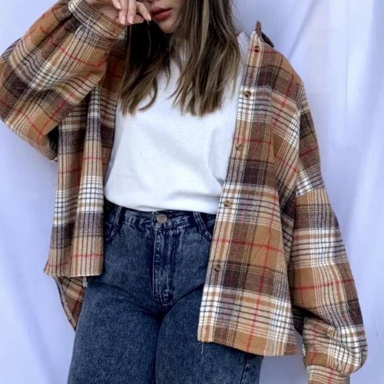 Flanel Shirt / KEMEJA FLANEL TARTAN WANITA OVERSIZE