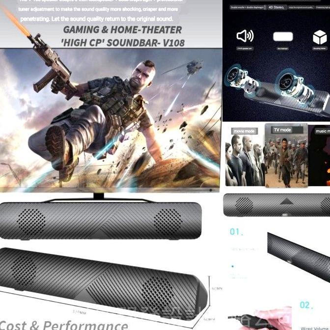 4D Sorround BASS-STEREO GAMING n HOMETHEATER SOUNDBARV108