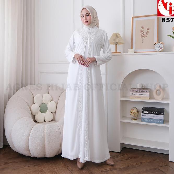 - Tsamira Dress Gamis Putih Baju Muslim Wanita Abaya Terbaru Simple Elegan 857
