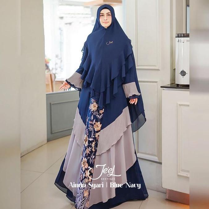 Jeel Boutique L Ainun Gamis Syari Terbaru 2023 | Warna Abu, Coksu, Dusty, Hijau Mint, Hitam, Merah, 