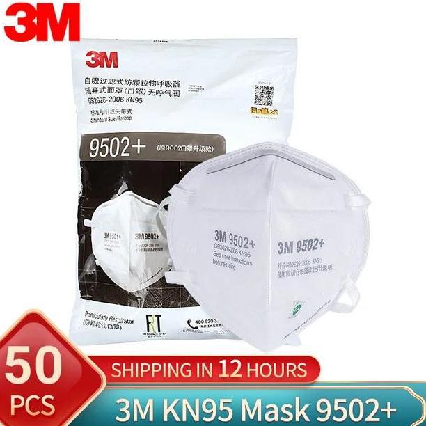 Masker 3M 9502+ KN95 N95 Headloop Hijab Bag 50 Pcs Promo Premium