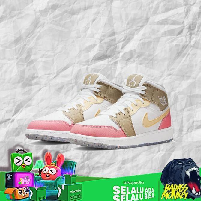 AIR JORDAN 1 MID PASTEL GRIND (GS) ORIGINAL SNEAKERS