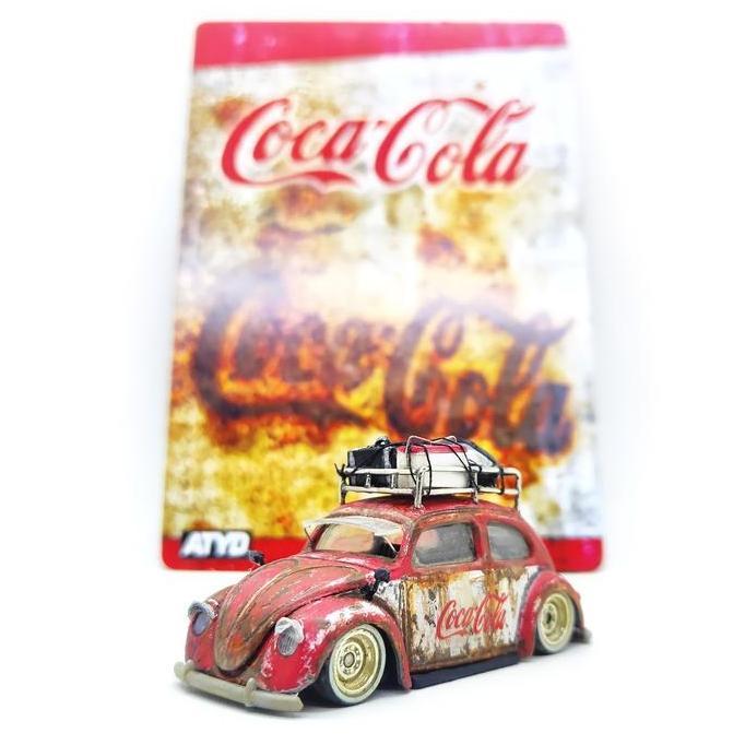 Diecast Mobil 1:64 Custom VW Volkswagen Beetle Coca Cola Rusty