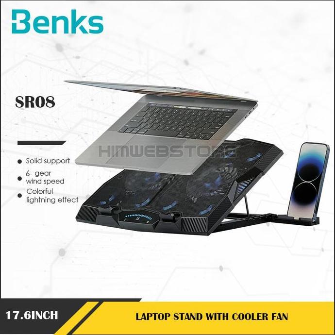jantikenaga - benks sr08 cooling fan pad holder stand laptop pendingin