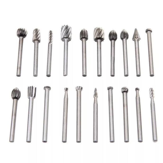 Set 20 pcs mata bor ukir pahat tuner gerinda grafir kayu bor mini