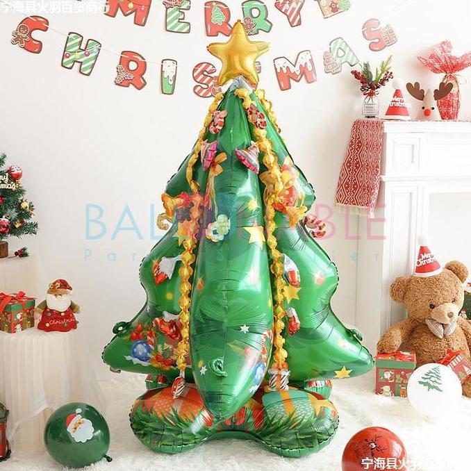 Balon Foil Dekorasi Tema Natal Pohon Natal 4D WAR