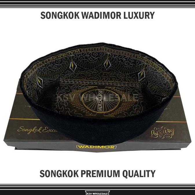 GROSIR (10 Pcs) Songkok Premium WADIMOR LUXURY Tinggi 9 ORIGINAL Peci Solat Hitam Mewah Pria Dewasa 
