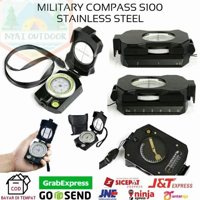 KOMPAS BIDIK MILITARY COMPASS SURVIVAL THERMOMETER ORIGINAL DAN TERPERCAYA