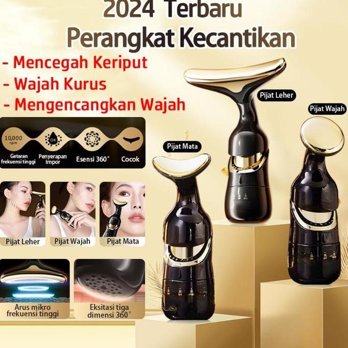 Alat Pijat Pengencang Kerutan Kulit Wajah Dan Leher Wanita Pria Elektrik Otomatis Portable KDK