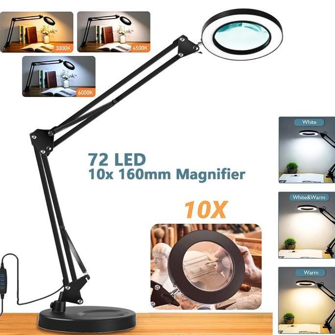 COD SRATE Kaca Pembesar servis elektronik hp + lampu untuk membaca lampu baca meja 10X LED SR-65 HM