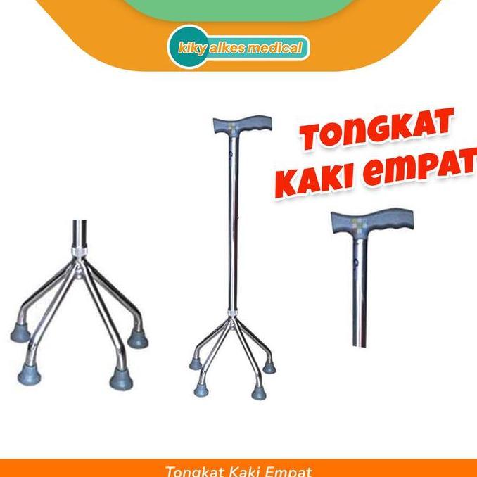 tongkat 4 kaki penopang jalan tongkat lansia tongkat jalan stainlist