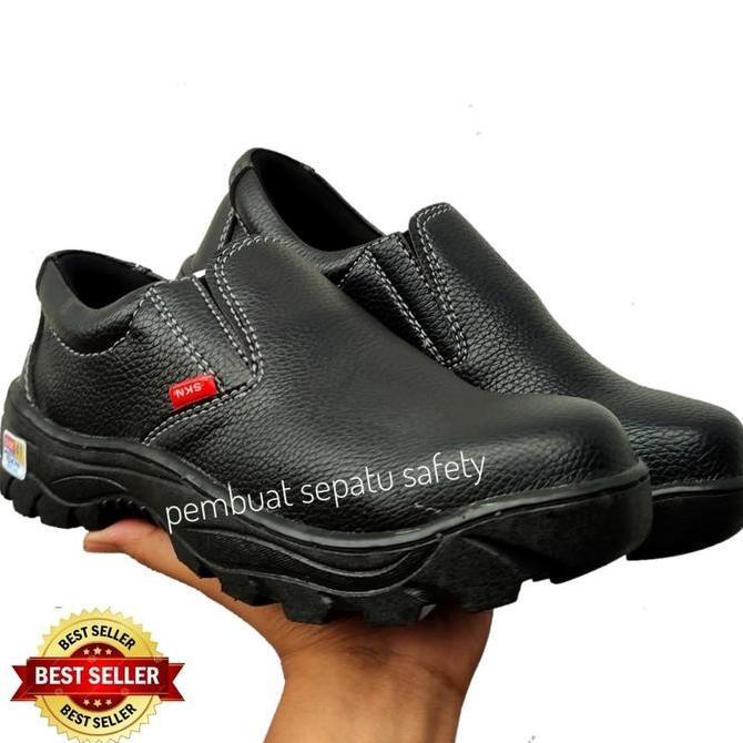 Sepatu Safety Slip On King Skn Ujung Besi Anti Slip Tidak Licin Kerja Hotel Kantor Dapur Pom Bengkel