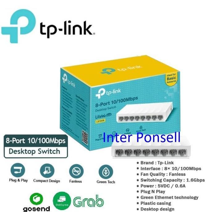TERBARU - Switch Hub TP LINK 8 Port LS1008 10/100Mbps Desktop Switch Hub