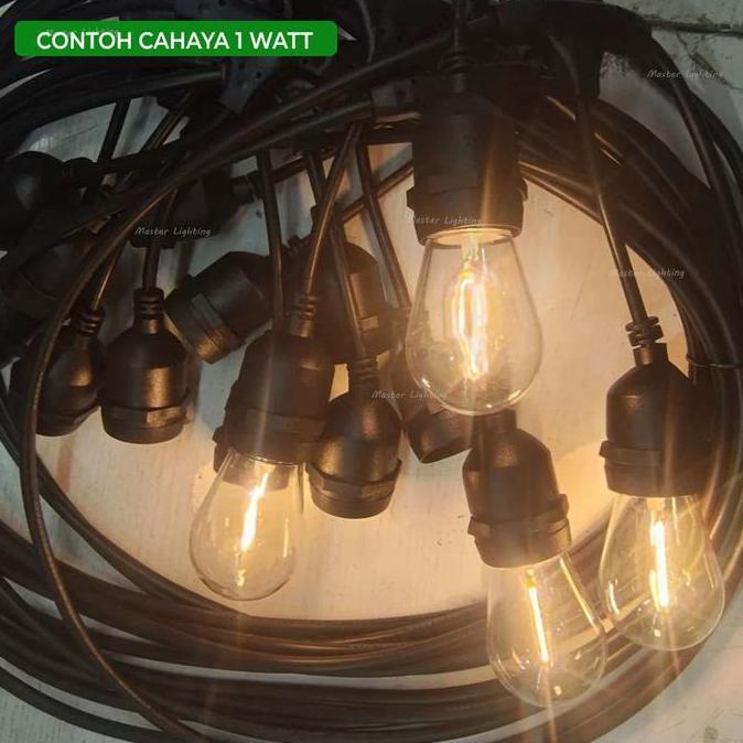 Ready  kabel lampu gantung 1custom 15m 15fiting 11m-19m waterproof outdoor