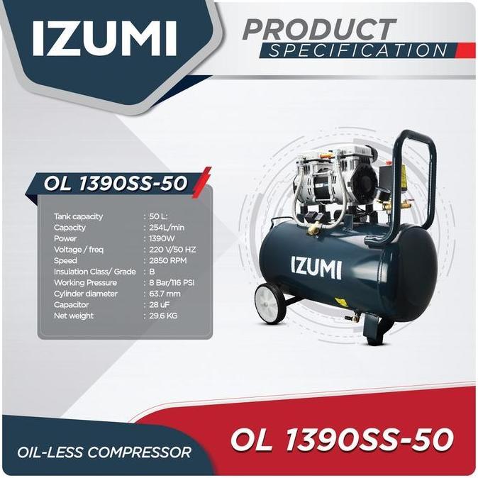Ready KOMPRESOR ANGIN OILLESS IZUMI OL1390SS-50 / COMPRESSOR IZUMI OL 1390