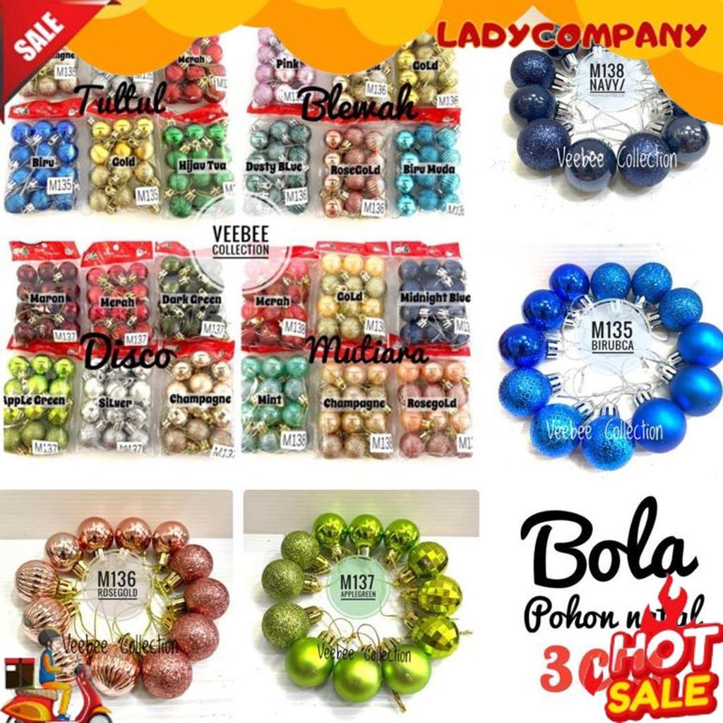 Terlaris Hiasan Bola Pohon natal 3cm/ bola hias pohon natal/ aksesoris pohon / hiasan natal