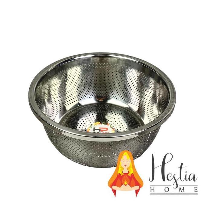 // HOME PRO BASKOM LUBANG BESAR STAINLESS STEEL TEBAL 28 30 CM //