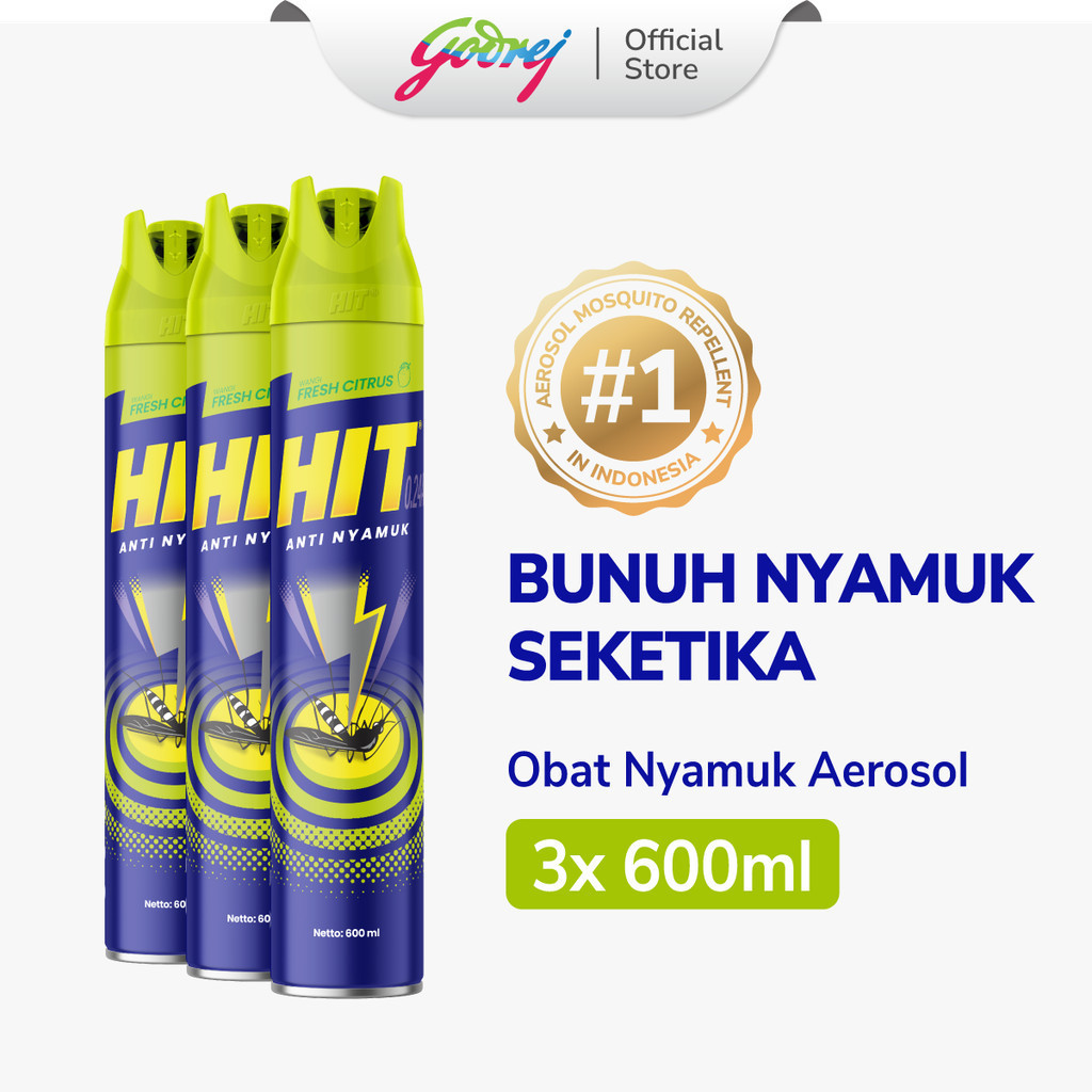 HIT Aerosol Expert Fresh Citrus 600ml x3 - Obat Nyamuk - Bunuh Nyamuk Penyebab Demam Berdarah (DBD)