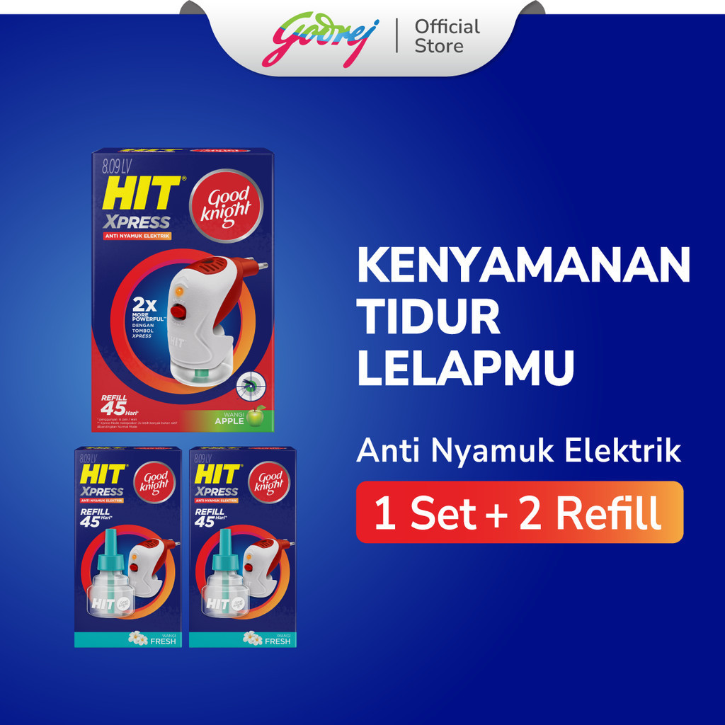 Hit Good Knight Xpress Set + 2 Refill Fresh - Obat Nyamuk Elektrik - Bunuh Nyamuk Penyebab Demam Ber