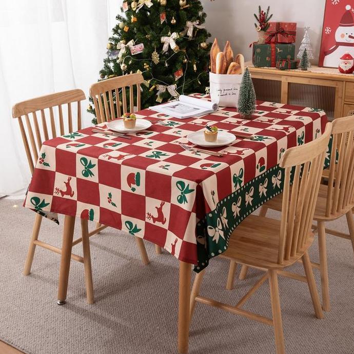 Taplak Meja Makan Natal Alas Meja Makan Kain Dekorasi Christmas VS