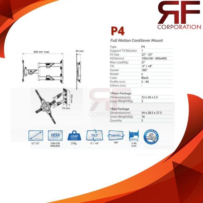 BRACKET TV / MONITOR NORTH BAYOU NB P4