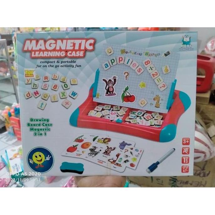mainan papan tulis magnetic learning case anak