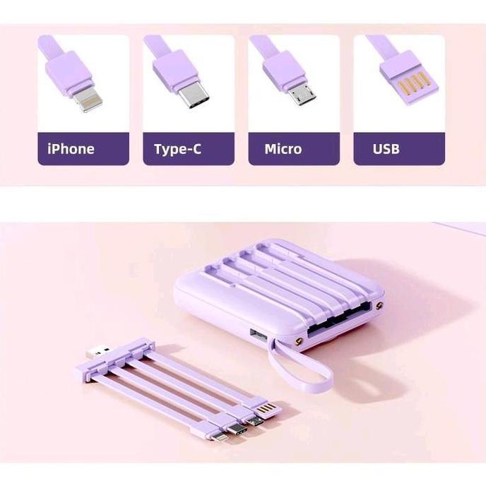 PowerBank Mini 20000 mAh Ultimate Backup Battery Kualitas Terjamin dengan Lanyard dan Empat Kabel Da