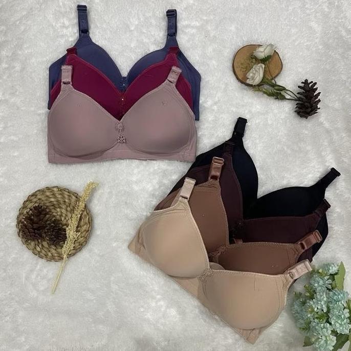 Promo (4 pcs) BH Wanita Jupe Busa Tipis Tampa Kawat size 36-42/ Bra Wanita Sexy kancing 3 Kualitas I