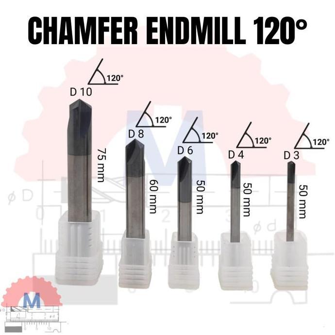 Chamfer endmill 3F 120 derajat lurus V bit Endmill CNC router bits