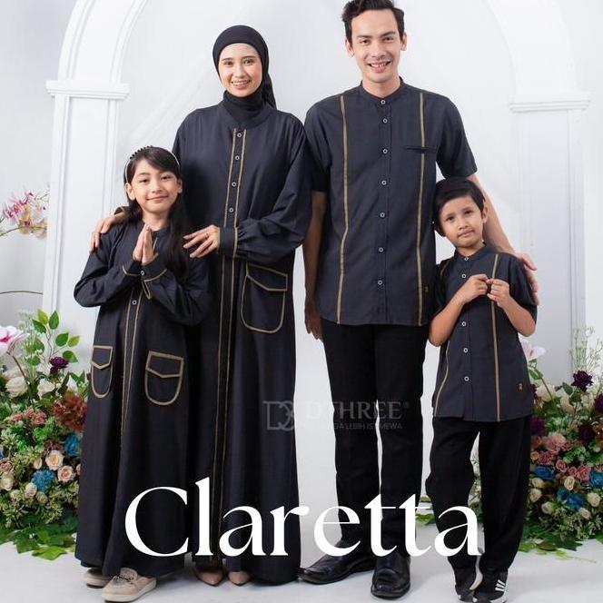 Dthree - Sarimbit Clareta (Jet Black) Sarimbit Couple Keluarga Muslim/Baju Seragam Keluarga/Sarimbit