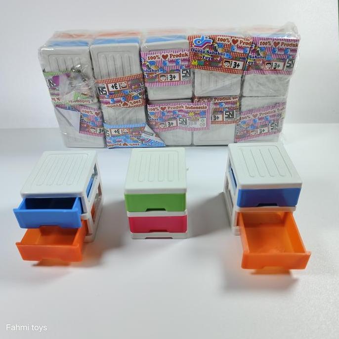 10 pcs Mainan laci mini 2 susun mainan rak plastik mainan anak anak