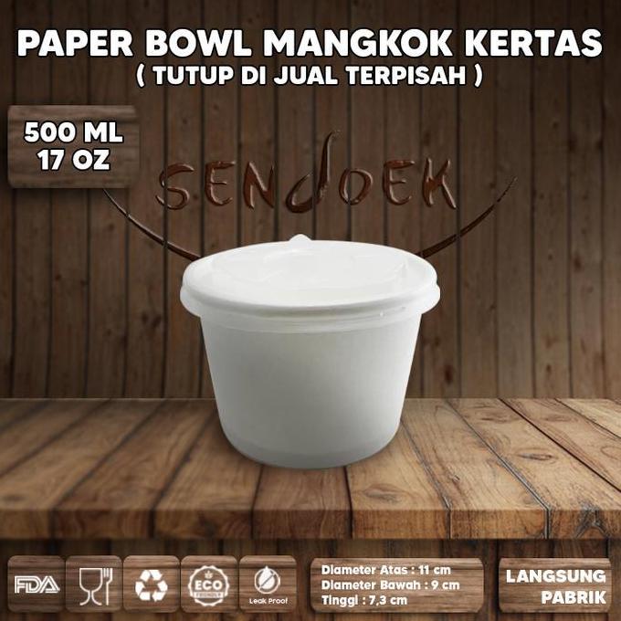 PAPER BOWL + TUTUP ALL SIZE | PAPER RICE BOWL | MANGKUK KERTAS PUTIH