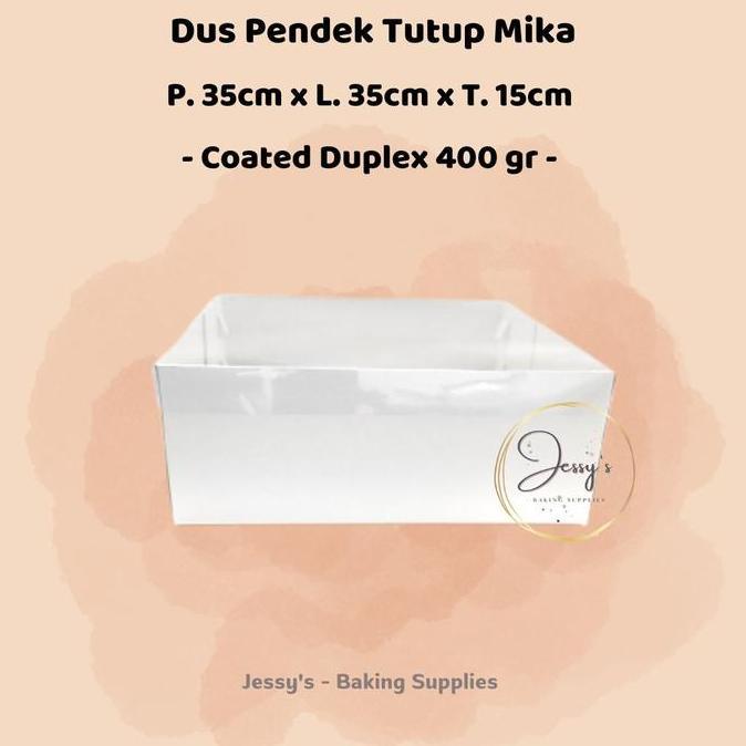 Dus Box Kotak Kue Cake Tinggi Mika 35 x 35 x 15 (Putih Polos)