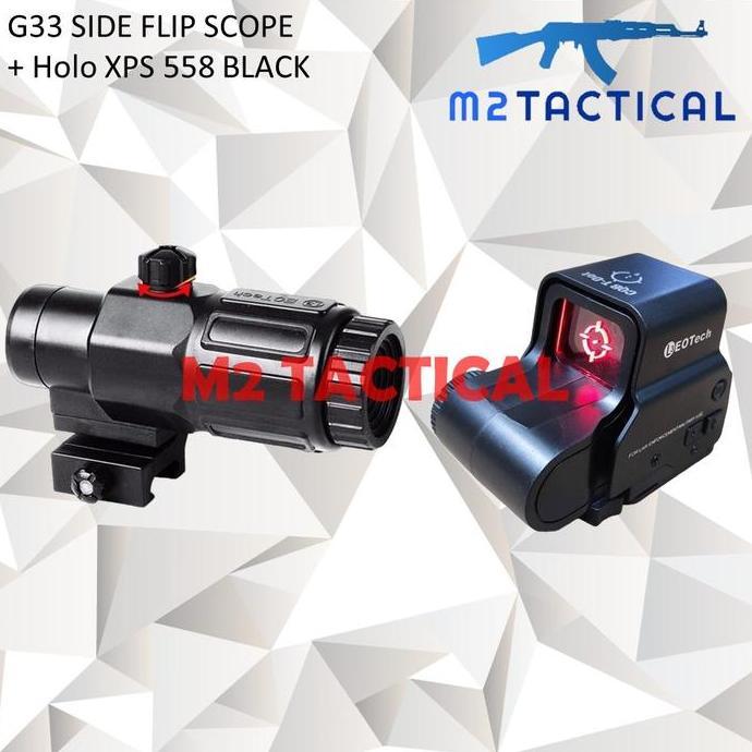 Paket Eotech G33 Magnifier Side Flip Scope + Holo Xps Eotech 558 Dummy Kualitas Terbaik Harga Termur