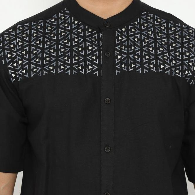 Amk Baju Koko Lengan Pendek Kk Daud S/S Hitam