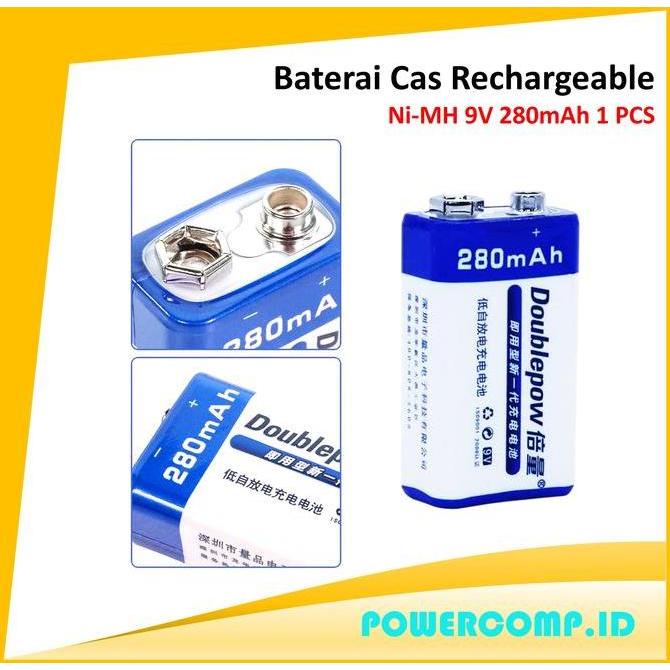 Premium Doublepow Baterai Cas 9V 9 Volt Baterai 9V Cas Baterai Cas 9 Volt Baterai Cas 280mAh 1 PCS B