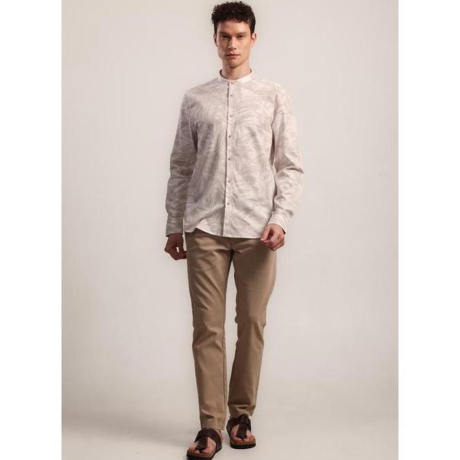 Moc Kemeja Shanghai Lengan Panjang Pria Haikal - White