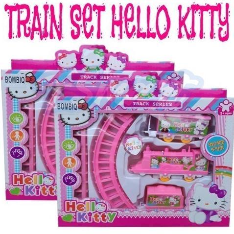 Hj-54 Mainan Kereta Api Hellokitty/ Train Set Hellokity Mainan Kereta Anak, 2Pcs Baterai Aa Hj-54