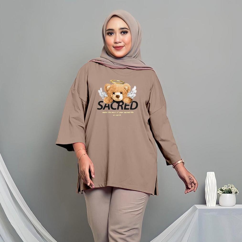 Afdholmart  - Kemeja Wanita Korea Style Oversize Kaos Layla Wanita Oversize Ld 120Cm - Ld 140Cm/Kaos