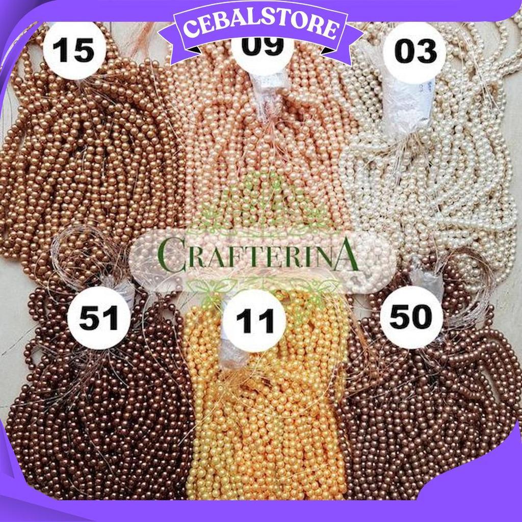 Mutiara Sintetis Berat 8Mm Varian 1 / Mutiara Berat / Mutsin / Mutiara Tasbih Berat C Ori