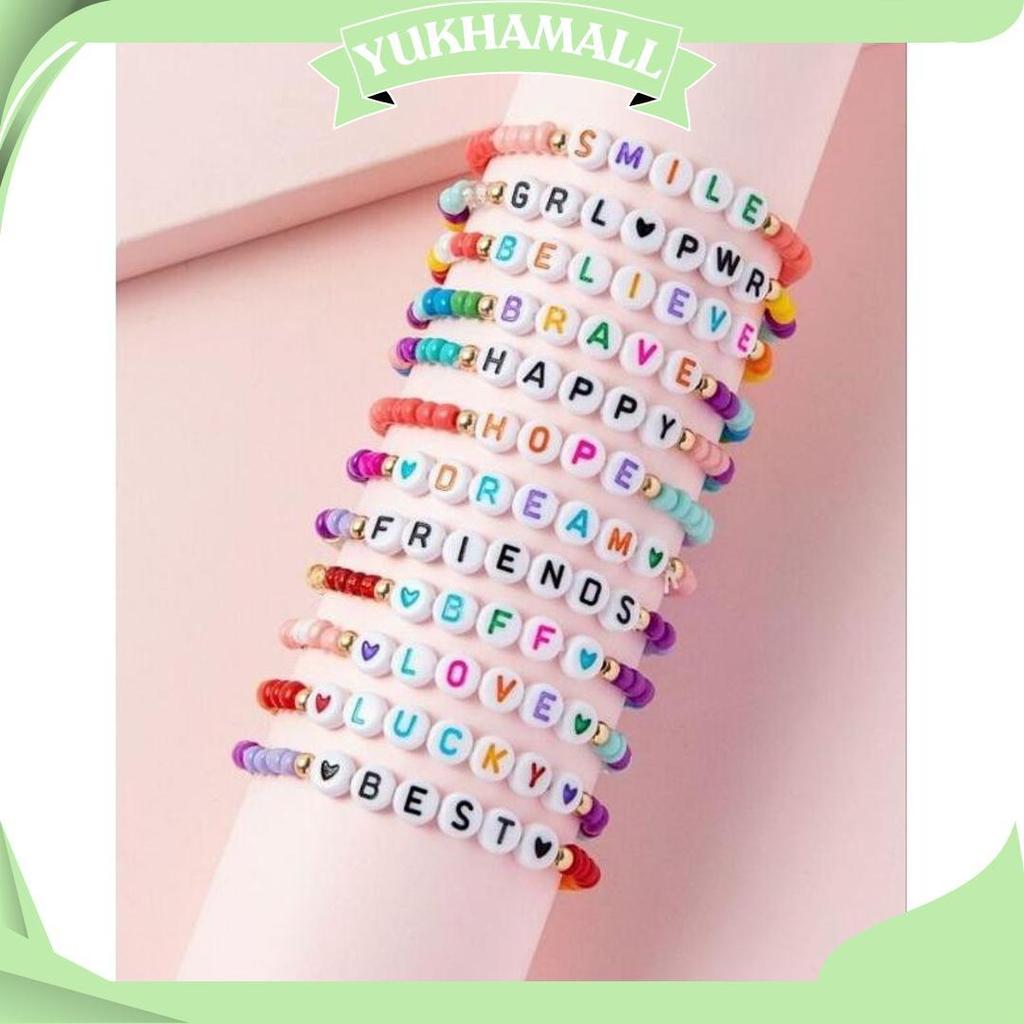Manik Manik Letter Beads 25Gr / Bentuk Kotak Balok Love Bulat / Warna Hitam Silver Gold Rainbow Mera