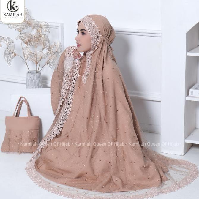 [Beli Lokal] Mukena Dewasa Sprinkle Aurora Tile Diamond Renda Mewah Cantik Katun Lembut Atasan Bawah