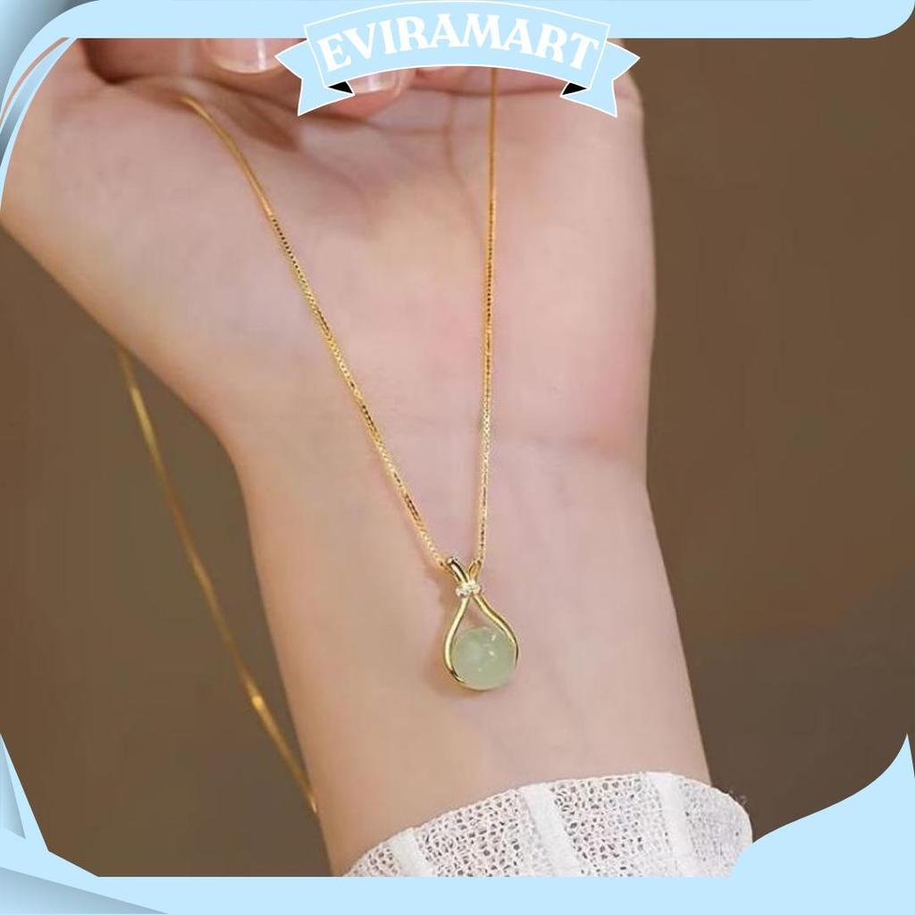Jade Pendant Kalung Giok Emas / Kalung Titanium Anti Karat Tidak Berubah Warna / Kalung Model Bandul
