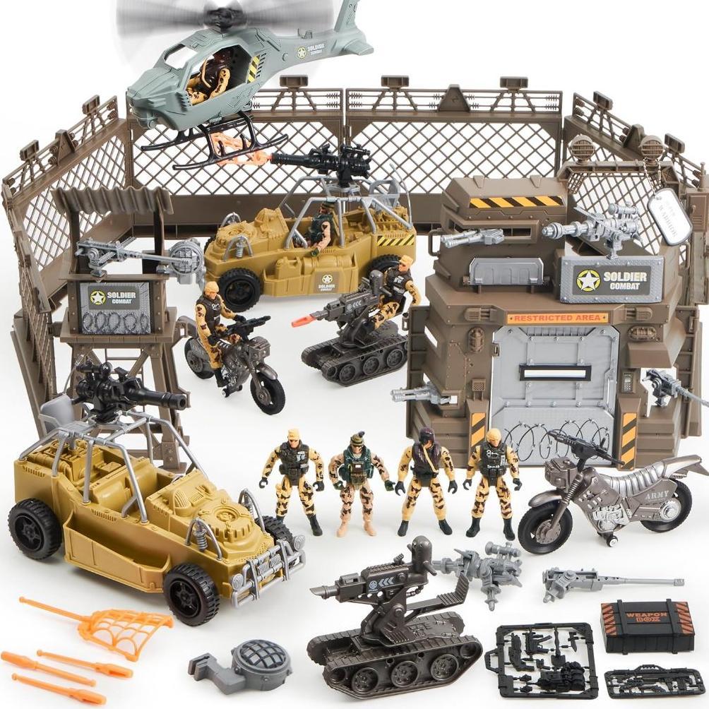 BEST SELLER JOYIN Military Base Toys Set Including Army Vehicles, Army Men Action Figures and Weapon