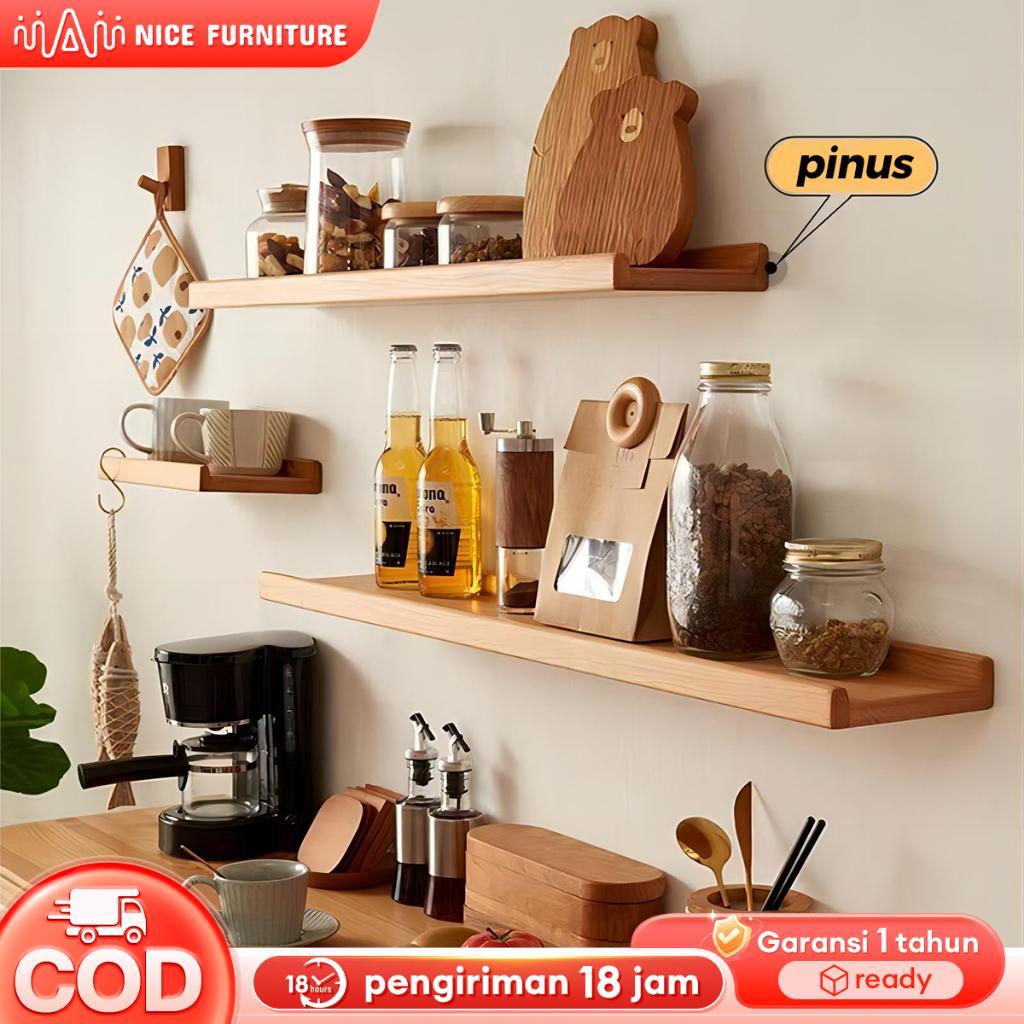 Rak Ambalan Dinding Minimalis Hiasan Papan Hambalan Kayu Laci Melayang Dinding 100% Kayu Pinus