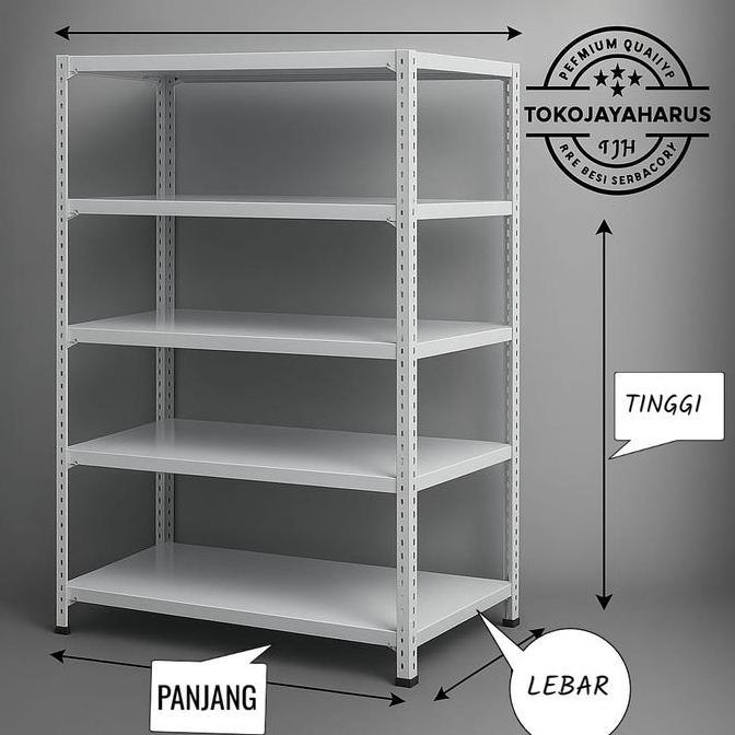 BEBAS ONGKIR - rak besi siku 2 susun 100x30x100 cm / Meja rak besi lubang 2 ambalan