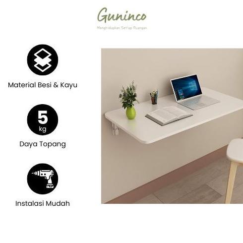 TERLARIS - (GUNINCO) Furniture MEJA SIKU Kayu LIPAT dinding meja ambalan tempel braket besi engsel